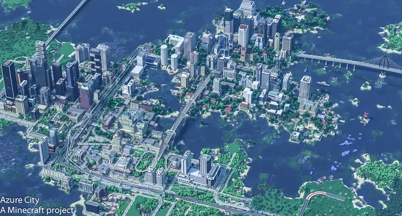 1：1 Azure 城市 RPG 我的世界地图存档-方块星球 - 我的世界论坛